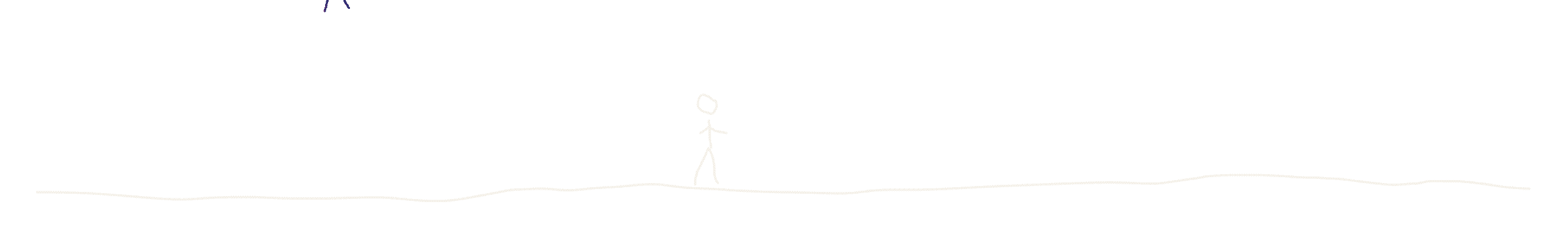 A long flat line with a single stick figure it its center.