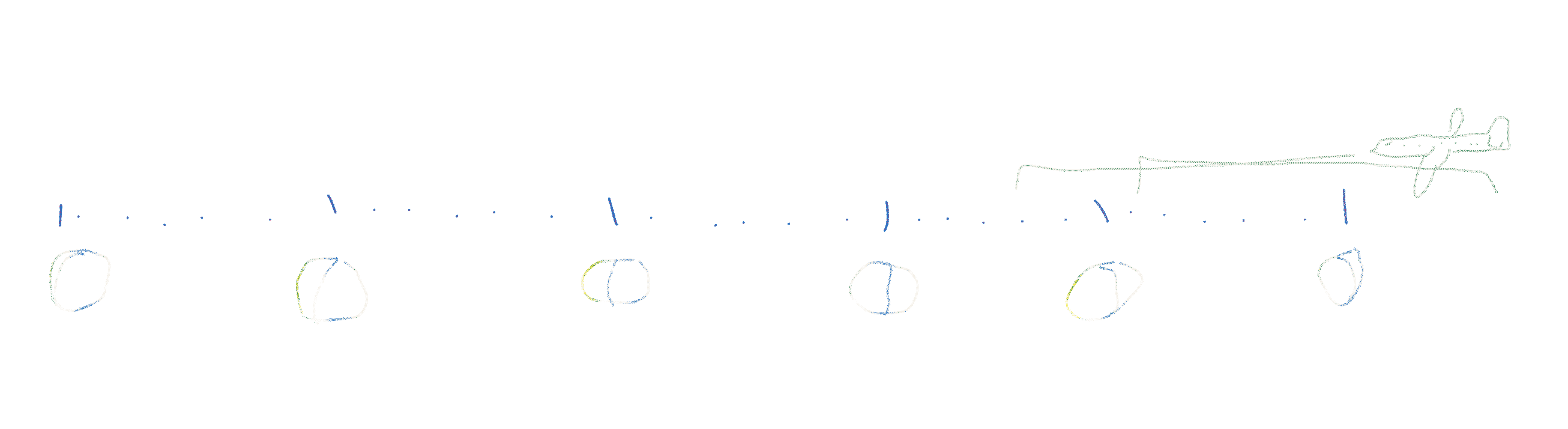 A ruler with major ticks and minor ticks, from left to right. Immediately below it, a series of icons showing the phases of shadow passing on a sphere (e.g., the earth, moon, or sun - it is not specific) at each major tick. Above, to the upper right, a plane traveling from right to left, with a horizontal bracket howing it traveling backwards along the ruler.