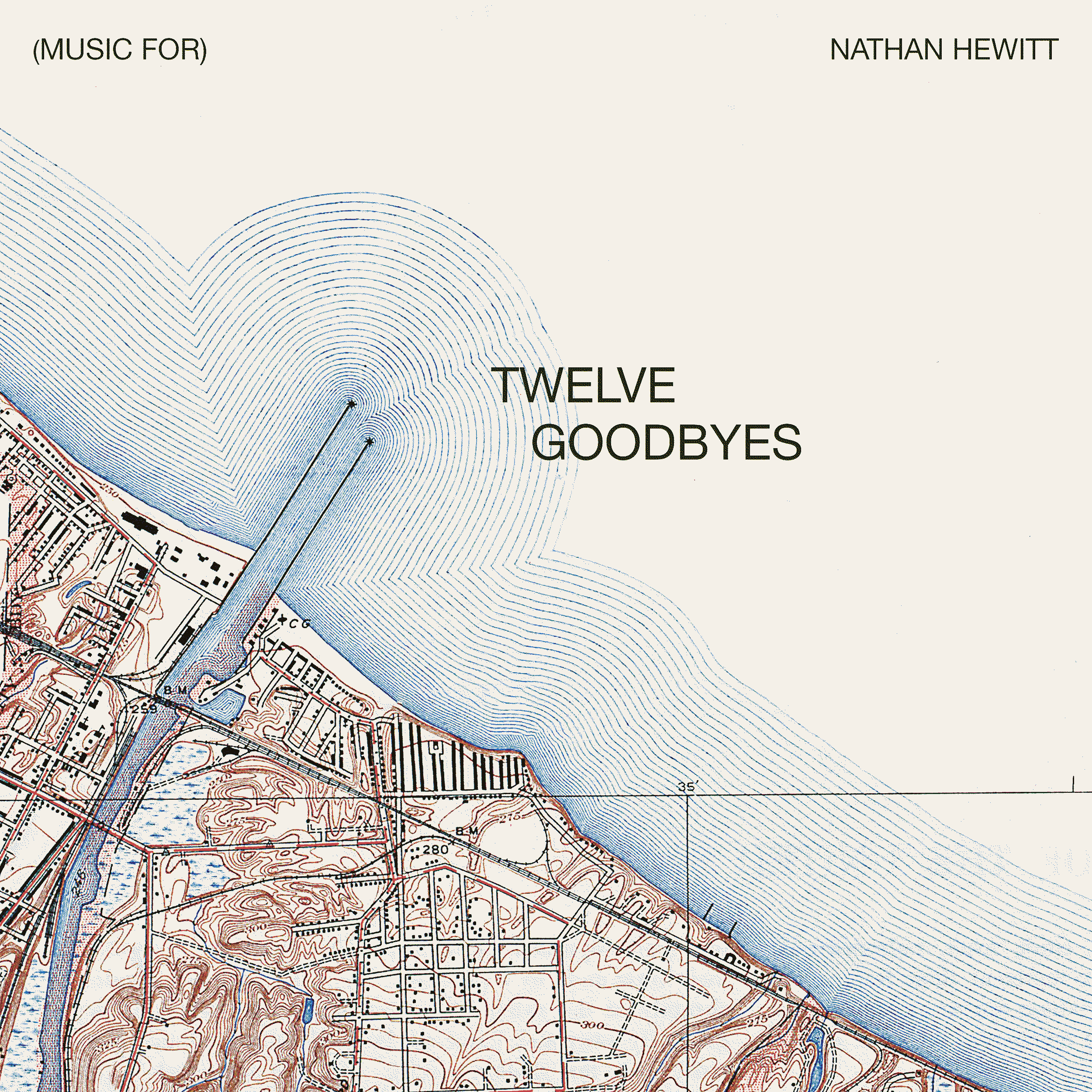 The album cover, a map with two lines sticking out into the ocean, bearing my name and that of the album.